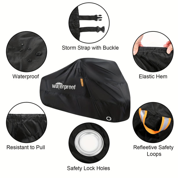 Waterproof Bike Cover for Outdoor Storage - Protects Against Dust, Rain, and UV Rays - Fits 1-2 Mountain, Road, or Electric Bikes - Includes Lock-Holes and Storage Bag