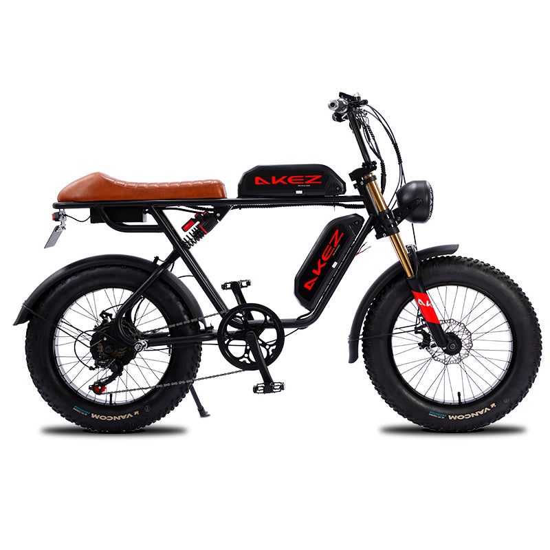 AKEZ, S1 Retro Electric Mountain Bike, 750W 48V Dual Batteries, 20*4.0 Inch Fat Tire, Super73 Style