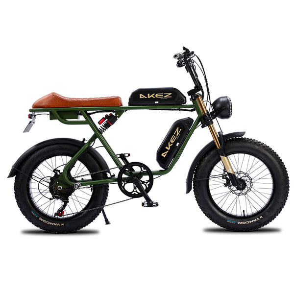 AKEZ, S1 Retro Electric Mountain Bike, 750W 48V Dual Batteries, 20*4.0 Inch Fat Tire, Super73 Style