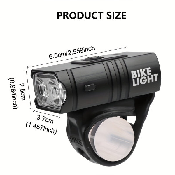 1pc USB Rechargeable Vélo Phare-Étanche, Super Bright Vélo Lumière avec 6 Modes pour Extérieur & Nuit Équitation
