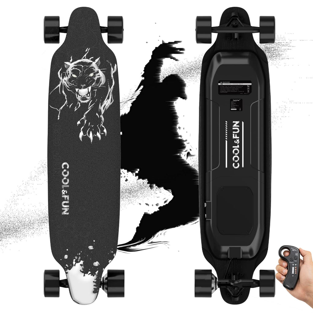 COOL & FUN Skateboard elettrico con telecomando, motore brushless 400W, longboard elettrico per adulti e adolescenti