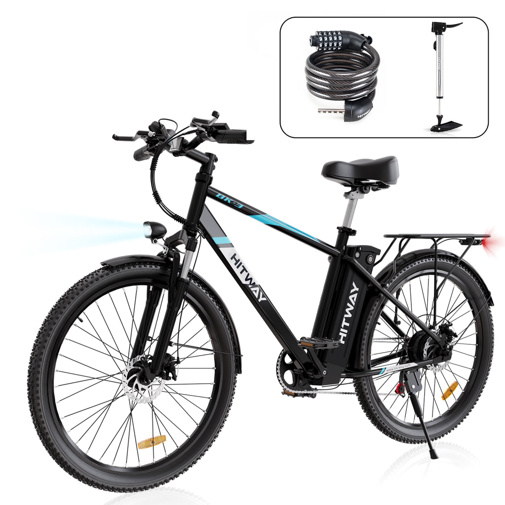 HITWAY elektrische fiets, 750W / 48V / 14Ah verwijderbare batterij, 20 mph / 35-75miles, 26 "×3.0 dikke band, Mountain E Bicycle, IP54