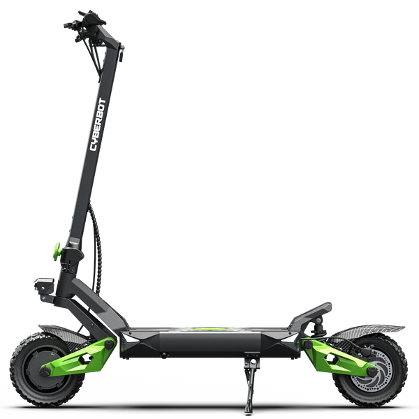 Cyberbot R6 3000W doble motor scooter eléctrico, doble vinculación, neumático Soild, verde y negro